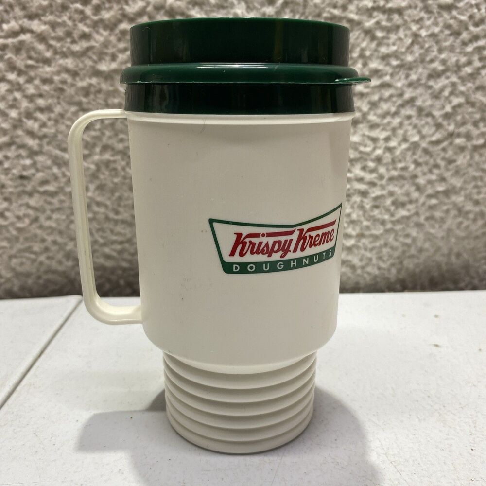 Krispy Kreme Travel Mug 16oz White Green Lid